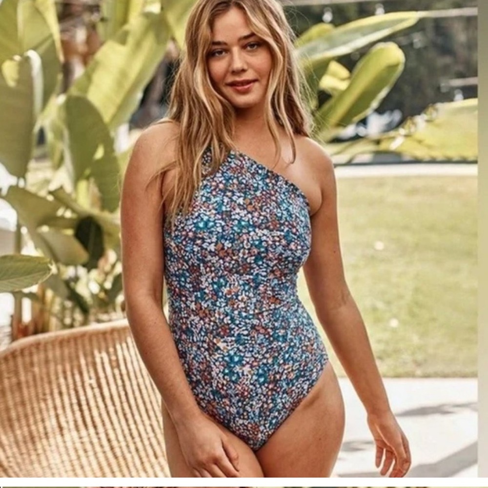 Summersalt Women Size 14 One Shoulder One Piece Sidestroke Floral Swimsuit   B19